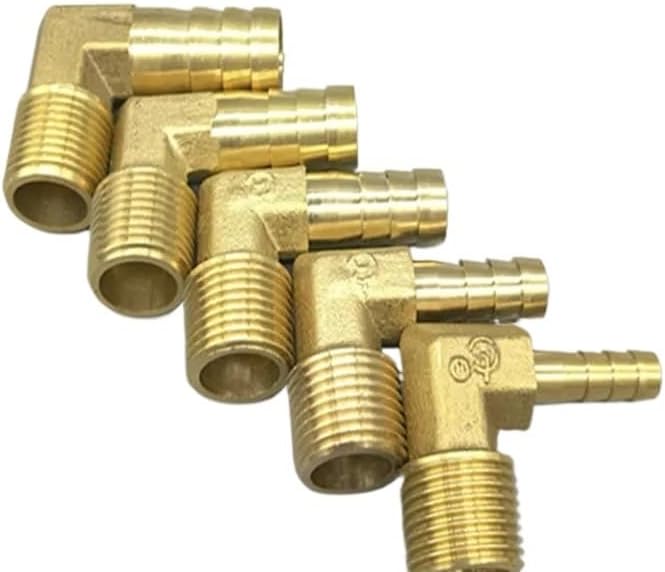 Brass Elbow 8pcs Brass Hose Barb Fitting Elbow Male Thread Connector Joint Adapter For RV Water Hoses(10mm Barb,3/8")