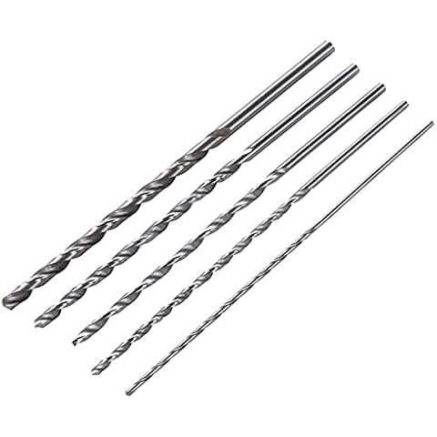 SyiXute 5 Pcs Extra Long Drill Bits,High-Speed Steel HSS Twist Drill Bit Set,150 mm Professional Long Twist Bits for Wood Metal Aluminum Plastic (2/3/3.5/4/5 mm Diameter) Cover
