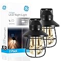 GE Vintage LED Night Light, Plug-in, Dusk to Dawn Sensor, Farmhouse Decor, Mood Lighting, Home Decor, Ambient Lighting, LED Lights for Bedroom, Bathroom, Kitchen, Hallway, 44737, Black, 2 Pack