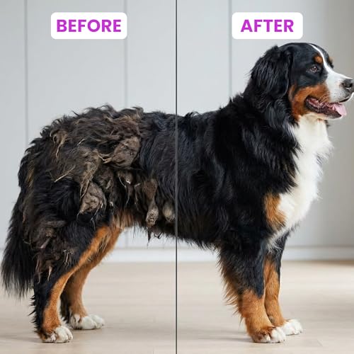 Poodle Pet Detangling Pet Comb with Long & Short Stainless Steel Teeth for Removing Matted Fur, Knots & Tangles – Detangler Tool Accessories for Safe & Gentle DIY Dog & Cat Grooming