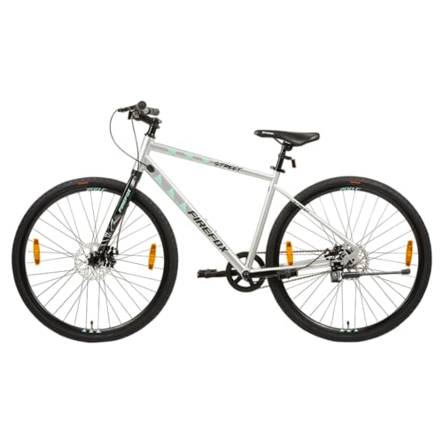 Firefox Bikes Street X 700C Single Speed Bicycle for Men | Disk Brake | Silver/Grey (Frame: 18 Inch) - 98% Assembled Cycle