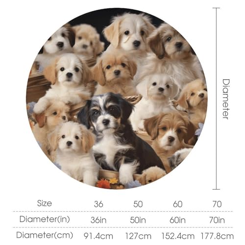 Nappe ronde imprimé chiens 178x178 cm en polyester lavable - 3