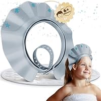 CUSCHCO® Duschhaube Kinder - Blau - Extrem wasserdicht bei angenehmen Komfort - Haarwaschhilfe Kinder mit extra leichter Verschlusstechnik