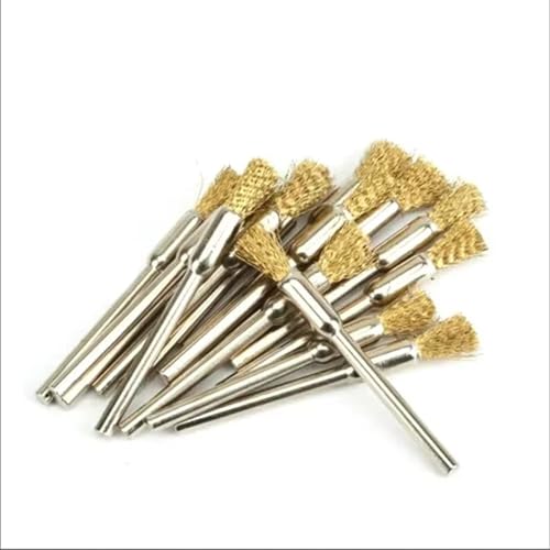 Image of 20PCS Brass Wire Brushes,Small Cleaning End Brushes Pen 1 /8″ x 1 /5″(3X5mm) Removes Burrs, Dust, and Oxide Layer, Metal Rust Removal, Cleaning, and Polishing Rotary Tools