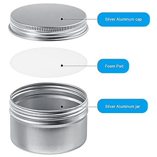 Patelai 24 Pcs 4 oz Round Aluminum Tin Jar Containers Refillable Metal Aluminum Tin Storage Cans with Screw Lid and 10 Sheets Label Sticker for Salve Spice Candy Candle Kitchen Small Items(Silver)3
