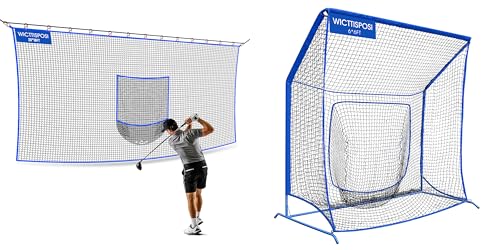 WICTTISPOSI 6x6ft Baseball Softball Net System with 15x10ft Golf Net with Target Pocket