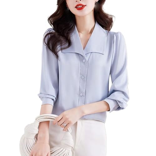 Chemise en satin pour femme manches longues boutonnée style coréen