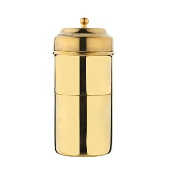 DOKCHAN Traditional Brass South Indian Drip Style Liquid Coffee Filter Vessel for Home Use, Size 4 - Ideal for 3 to 4Cups Coffees (Size : 10.16cm)