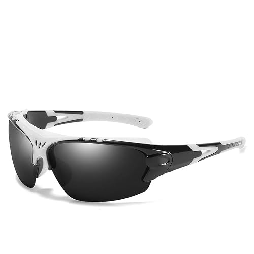 SunRay Polarized Sports Sunglasses for Men Women, Fishing Cycling Running Driving, Futuristic Sunglasses, UV400 Anti Glare (Black)