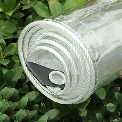 Suwooy Clear Tarpaulin With Eyelets 2×2m 2×3m 2×4m 3×3m 3×4m 3×6m,Waterproof Transparent Pvc Tarp Cover,0.35mm Tear-resistant/Weatherproof Protective Tarpaulin,Customizable,Transparent-3×3m/9.8×9.8ft Cover