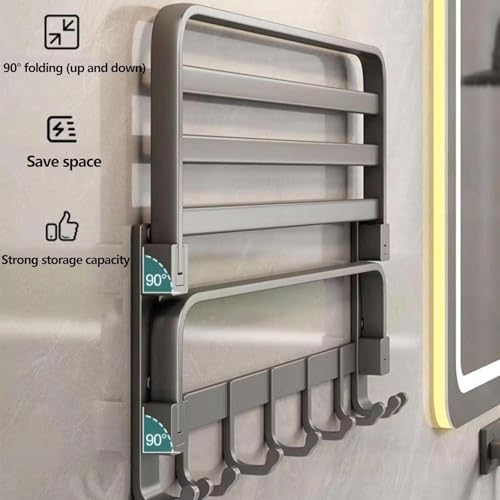 Image of URBANMONK Aluminum Foldable Towel Rack for Bathroom | Towel Holder in Bathroom | Bathroom Clothes Holder | Bathroom Clothes Hanger Towel Stand in Bathroom (Classic Towel Stand)