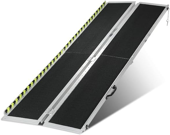 Przenośna aluminiowa rampa dla wózków inwalidzkich 8FT – nośność 362 kg, antypoślizgowa, składana konstrukcja dla łatwego dostępu, idealna do wózków, wózków, schodów, drzwi i wejścia do domu