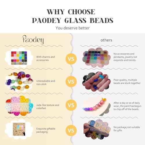 Paodey PD-GLASS6MM-24C 6Mm Glass Beads For Bracelets 1400Pcs, 24 Colors Crystal Beads For Jewelry Making Round Beads Bracelet Making Kit Diy Crafts thumb #2