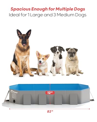 Peteast Piscina dobrável para cães com design redondo resistente, durável 208 cm C x 116 cm L x 12 D
