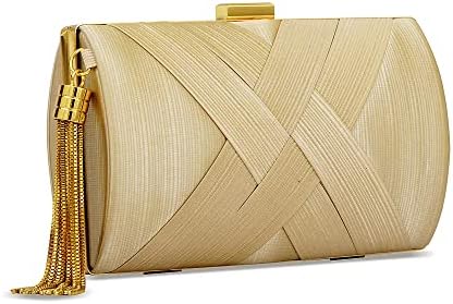 zebrum Womens Evening Clutch Bag Designer Evening Handbag Hand Bag,Lady Party Wedding Clutch Purse (Beige-Elegant Tassel)