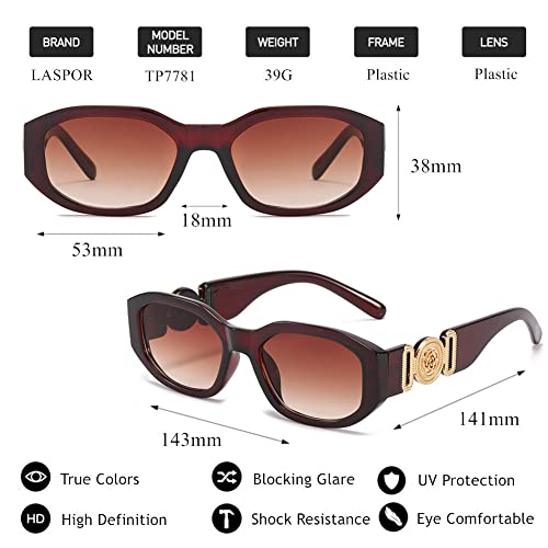 Image of LASPOR Irregular Sunglasses for Women Men Trendy Retro Vintage Rectangle Glasses Hexagon Shades Driving UV400 Protection