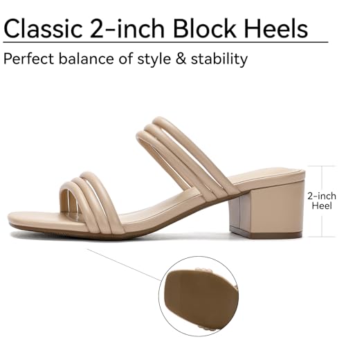 Image of Women's Heeled Sandals Two Strap Square Open Toe Heels 2-Inch Chunky Sandals Dress Shoes Wide Feet Friendly