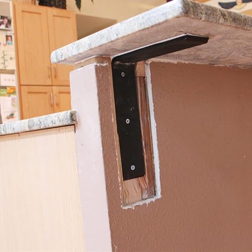 WINKER Countertop Support Bracket 3 Pack Heavy Duty 3/8" Thick Hidden L Shelf Bracket 20" x 8" x 2.5" Metal Corbels for Quartz/Granite/Wood/Concrete/Laminate Countertops, Black (6 Hole) by WINKER - Image 6