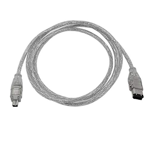 Eilumduo 2Pcs 120cm/4FT FireWire IEEE 1394 Cable/iLink 6 Pin to 4 Pin Male to Male DV Cable, Premium 4-Pin to 6-Pin FireWire Cable Cord for Computer Laptop Clear