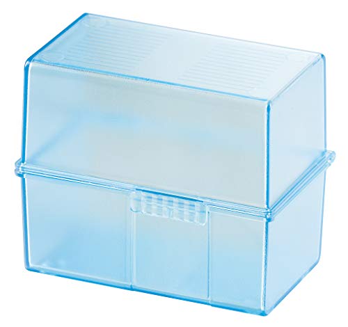 Han 977-64 - Caja para tarjetas (formato A7, capacidad para 300 tarjetas, plástico), color azul translúcido