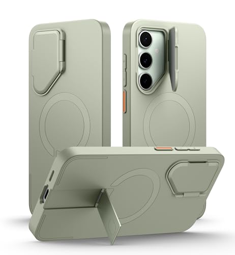 Image of SURITCH for Samsung Galaxy S24 FE Phone Case, Magnetic Protective Cover with Camera Cover & Adjustable Metal Kickstand for Galaxy S24 FE -Sage Green