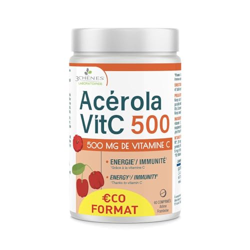 ACEROLA VITC 500 - Booster d'Immunité avec 500mg de Vitamine C Naturelle | Boîte de 60 Capsules | Anti-Fatigue, Tonus et Vitalité | 3 CHENES LABORATOIRE