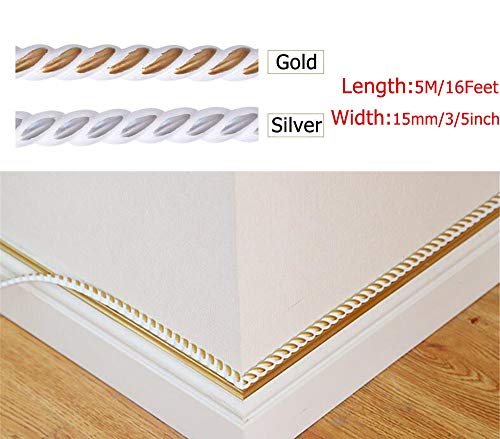 Primst 16 Feet Flexible Molding Trim Self Adhesive,3D Waterproof Sticky Decorative Wall Lines Wallpaper Border For Cabinet Edge, Wall Edge, Door, Mirror, Home Decor (Gold) #TOP3