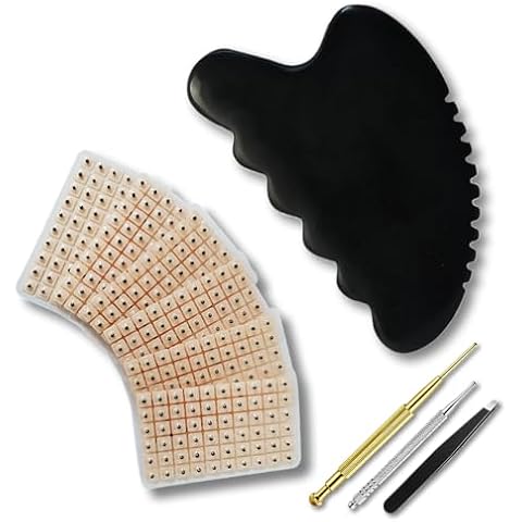 Tophld 1200Pcs Ear Seeds Acupuncture, Gua Sha Facial Tools Sets, Auricular Sticker Kit with Ears Seed, Acupuncture Pen, Acupressure Ear Chart,Tweezers Cover