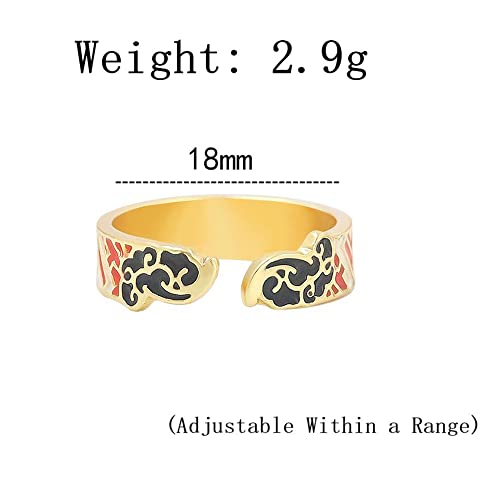 FunBoat Zenitsu Anime Finger Rings - Anime Characters Cosplay Adjustable Open Ring - Christmas Fashion Jewelry Gifts for Women Men and Fans (Zenitsu Ring) - Thumbnail 2