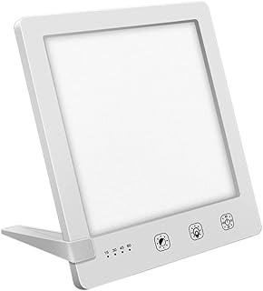 Lámpara De Terapia De Luz, Lámpara De Luz Diurna 10000 Lux Caja De Luz Triste, Con 3 Colores De Luz Temporizador De 4 Modos Brillo Ajustable, Control Tactil Con Soporte De Pie,Blanco