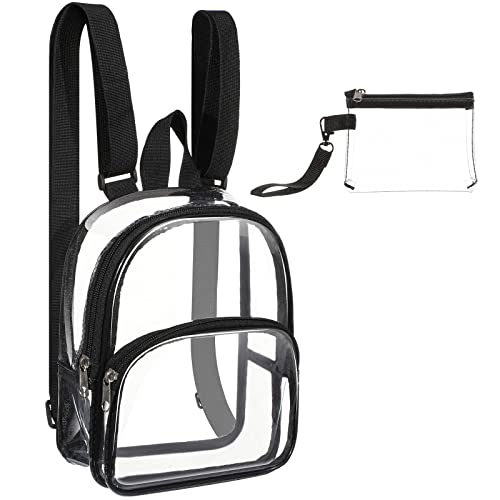 Weewooday Mini Sac à Dos Transparent Petit Sac Transparent Approuvé par le Stade pour Femmes avec Sac à Main Transparent Étanche et Portable pour Travail...