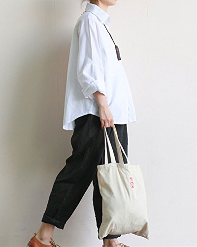 Aeneontrue Women's Raglan Sleeve Blouses With Big Pockets White #TOP4