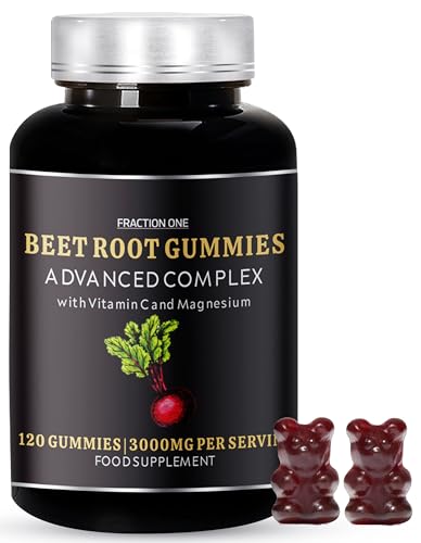 Fraction One Beetroot Gummies – 120 Gummies – 3000 mg per Serving, 5:1 Extract - Enhanced with Vitamin C and Magnesium – Supports Blood Pressure, Vegan, Nitric Oxide Supplement – 60 Days Supply