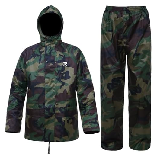 RainRider Fishing Rain Suits for Men Women Camo Rain Jacket with Pants Portable Rain Gear(Camo, S)