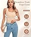 VELISDE Womens U Neck Shapewear Built-in Bra Tank Top High Strechy Slim Fit Compression Camisole Workout Tops(Black+Nude,M)