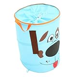MUSISALY 1個 ノー スタイルのバケツ the tote bag ﾄｰﾄﾊﾞｯｸﾞ 犬のパズル 子犬のおもちゃ 折りたたみ式 布製収納バケツ ハンドル付き収納バスケット Blue