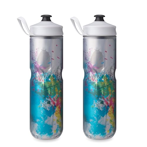 Image of HydraPak | Polar Bottle - Polar Sport Insulated Water Bottle 2-Pack - BPA-Free, Sport & Bike Squeeze Bottle with Handle (Splash Multi, 700ml / 24oz)