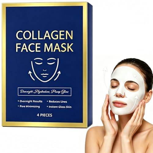 Collagen Face Mask Deep Hydration Refreshing and Light Gentle Daily Care for All Skin Types (1 Set/4 Patches)