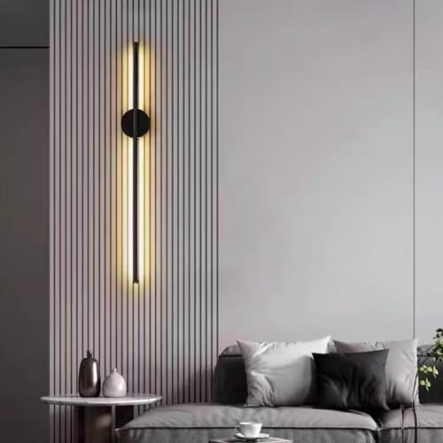 LED interior apliques de pared con mando a distancia regulable larga lampara dorada de 80cm 7