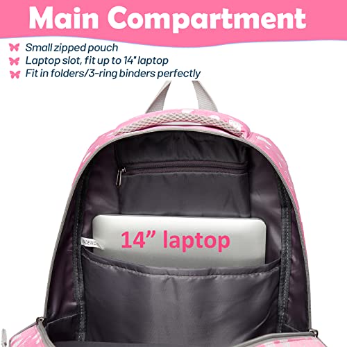 BLUEFAIRY Kids Backpacks for Girls Elementary Primary Middle School Bookbag 17 Inch for Girls Backpacks Ages 6-8 School Bag Mochilas Escolares Para Niñas Heart Print Pink by BLUEFAIRY - Image 3