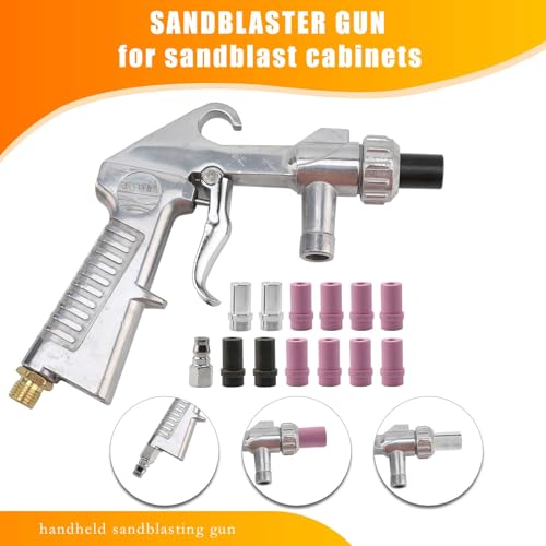 Sand Blaster Kit Sand Blasting Gun with 8 Ceramic Nozzles 4 Metal Nozzles and Hose Handheld sandblasting Gun