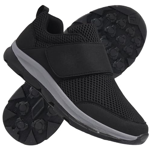 Zapatos ortopédicos para Caminar Zapatos Diabéticos para Hombre Zapatos Anchos Especiales para Pies Hinchados Cómodas Zapatillas Ajustables para Aliviar el Dolor de Pies,Negro,40/250mm