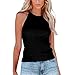 Canotta da Donna Casual a Coste Senza Schienale Slim Fit Canotta Tinta Unita Canotta Maglie in Cotone (XL,Nero)