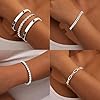 Gokeey Chunky Silver Bracelets for Womenc Trendy, Silver Cuff Bracelet Non Tarnish Rope Cable Paperclip Cuban Link Chain Bangle Bracelet Set Jewelry #3
