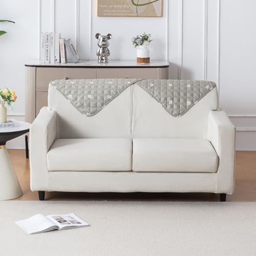 Image of House of Quirk 'Mughal Series' Printed Quilted Sofa Cover for 1 /2 /3 /4 Seater - Anti-Slip, Washable Couch Protector Slipcover (Backrest, Neem Buti, 50x70 cm)