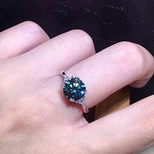 Miniatura 5 de Anillo brillante de diamantes completos de 3 quilates de corte redondo con circonita cúbica, anillo de compromiso para mujer, anillo de plata