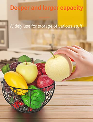 Willizter Round Wire Basket Black Fruit Basket Bowl Fruit Holder For Kitchen With Handle Black Home Storage For Vegetables, Snacks, Household Items Decor #TOP3