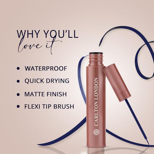 Image of Carlton London Stunnig Black Liquid Eye Liner |Enriched With Vitamin-E |Long Lasting Matte Waterproof Liner, Smudge Proof, Transfer Proof Eye Makeup |Upto 24 Hrs - 5ML(Galactic Blue)