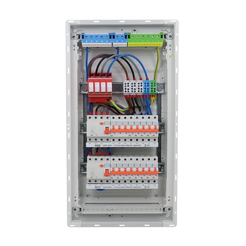 RSE Unterverteilung verdrahtet Sicherungskasten Unterputz Aufputz Hohlwand mit Hager Verteiler, Unterputz 3-reihig VU36NC, mit Überspannungsschutz