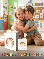 Geschenktüte Einschulung Regenbogen – 3-teiliges Set mit 1 Geschenktaschen, 2 Bögen cremeweißem Seidenpapier & Gratulationskarte – Geschenkverpackung Schulanfang für Jungen Mädchen – Ansicht 5